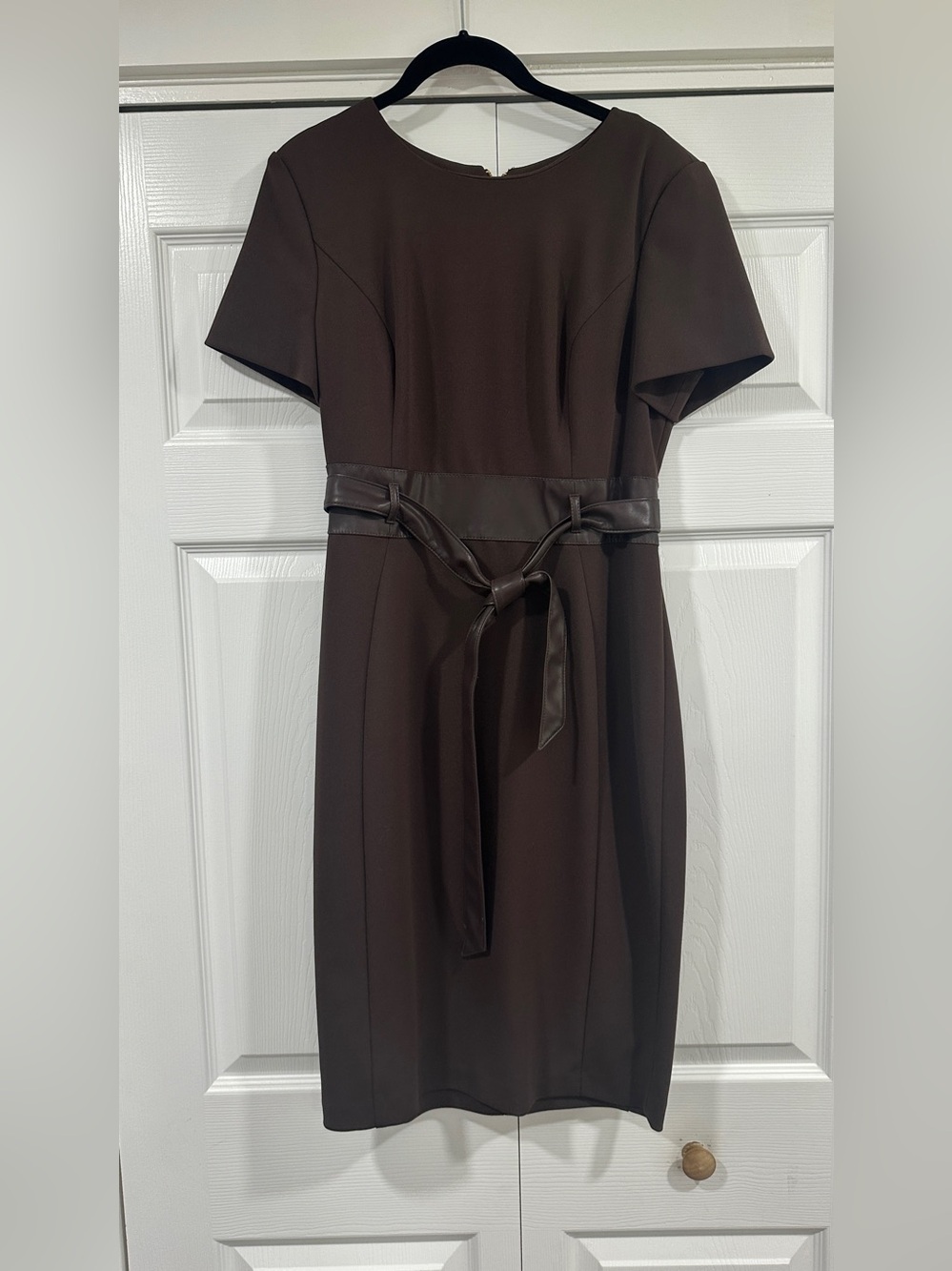Calvin Klein Chocolate Brown Tie-Waist Sheath Dress